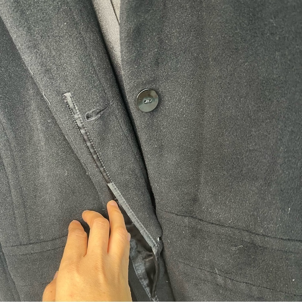 Mantello Womens Wool Angora Blend Pea Coat Dress Coat Jacket Black Sz 10 Classic - Picture 8 of 12